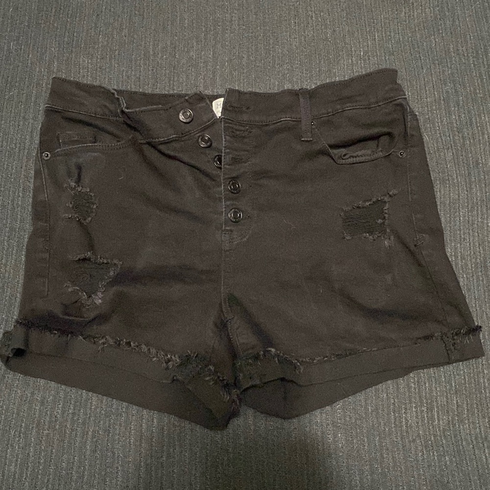 Mudd High Waist Distressed Black Denim Shorts